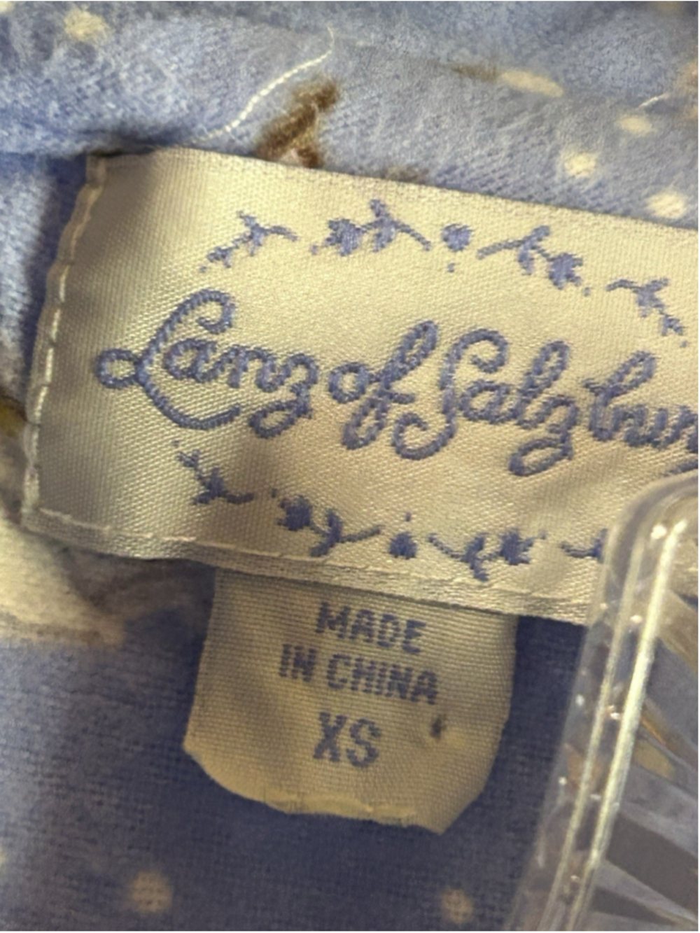 Lanz Salzburg Pajamas Cottagecore Serene Dove Flannel Blue White 2 Pc XS Size 4 - Picture 10 of 15